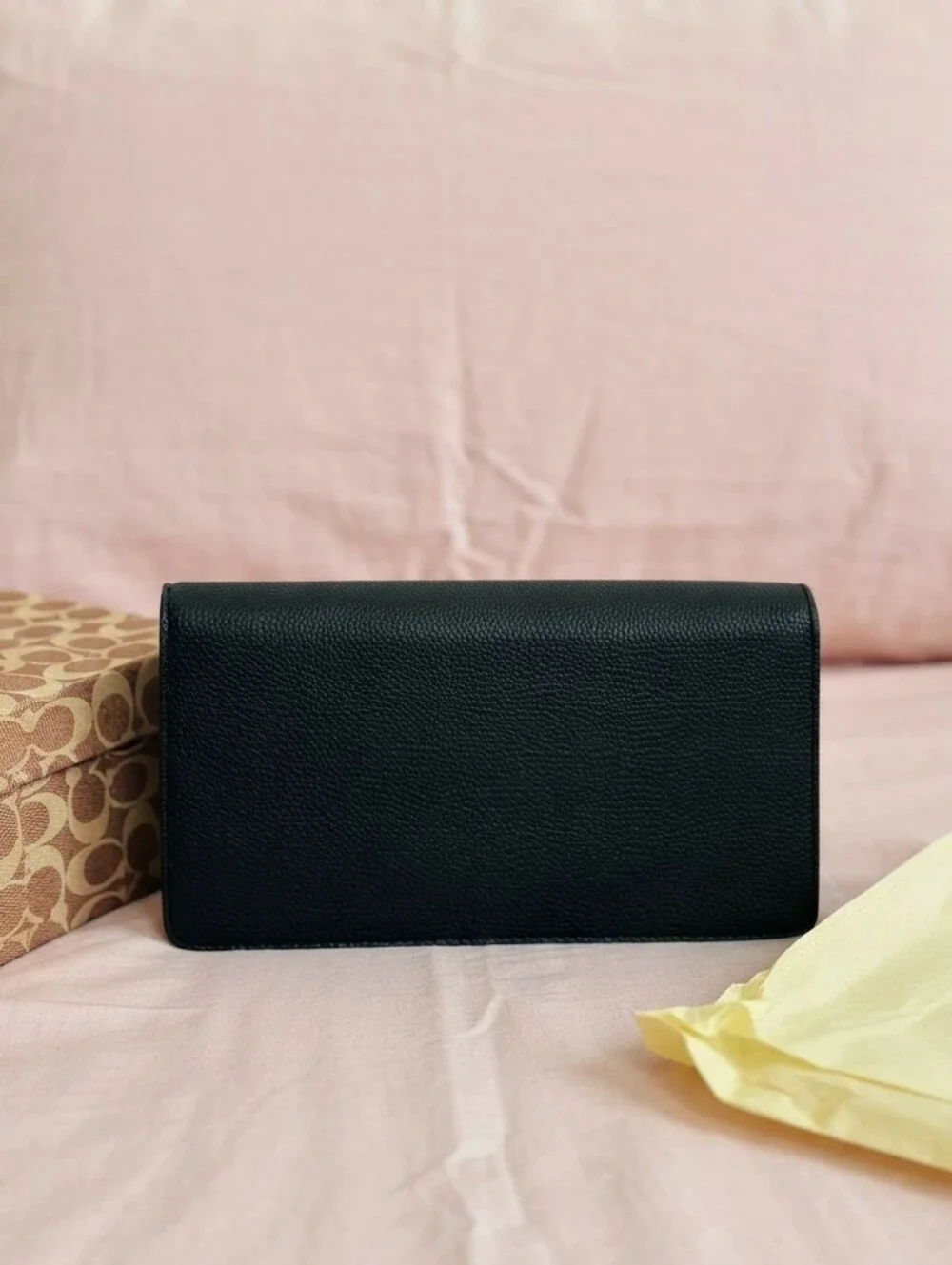 Coach Black Pebbled and Brown Signature Clutch/ Crossbody Bag. Brand New